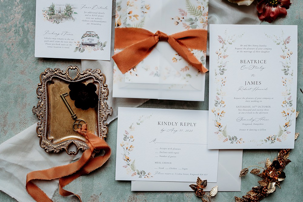 Rust Burnt Orange Autumn Wedding NK Photography Invites Stationery Floral
