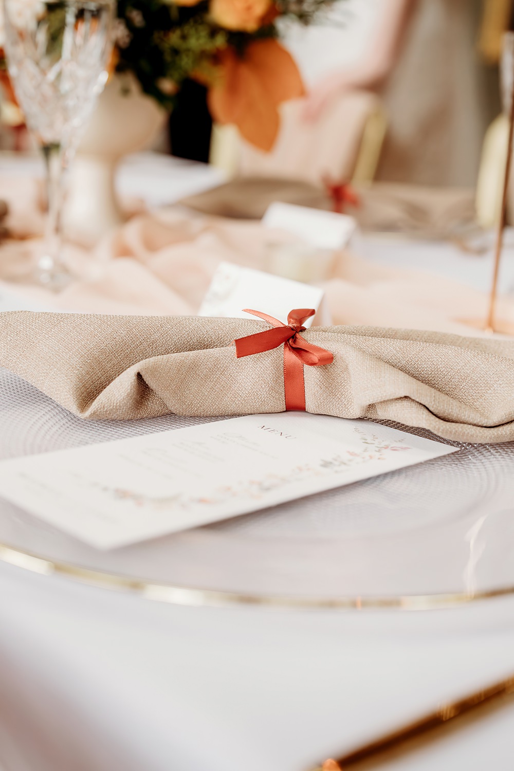Rust Burnt Orange Autumn Wedding NK Photography Napkin Ribbon