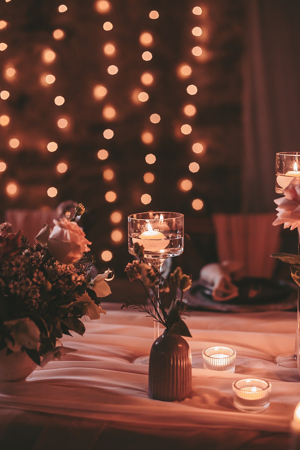 Sheriff Hutton Castle Wedding Bee Wilde Studio Table Decor Candles Flowers Romantic