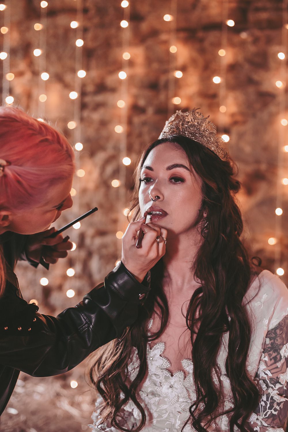 Sheriff Hutton Castle Wedding Bee Wilde Studio Makeup Bride Bridal Red Lip