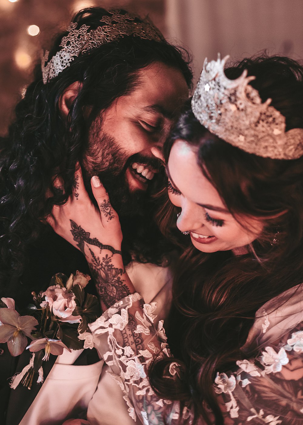 Sheriff Hutton Castle Wedding Bee Wilde Studio Couple Crowns Bride Groom