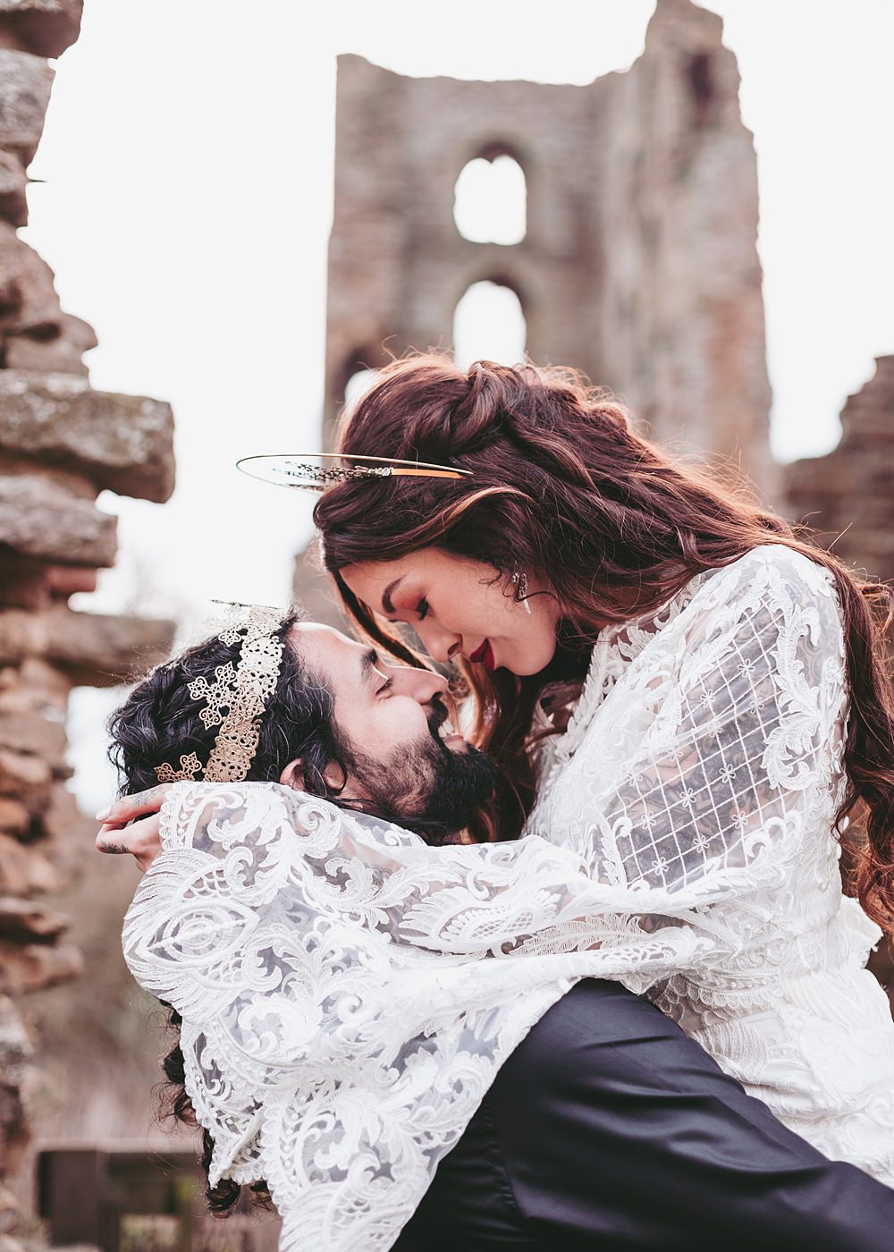 Sheriff Hutton Castle Wedding Bee Wilde Studio Bride Boho Lace Dress Sleeves