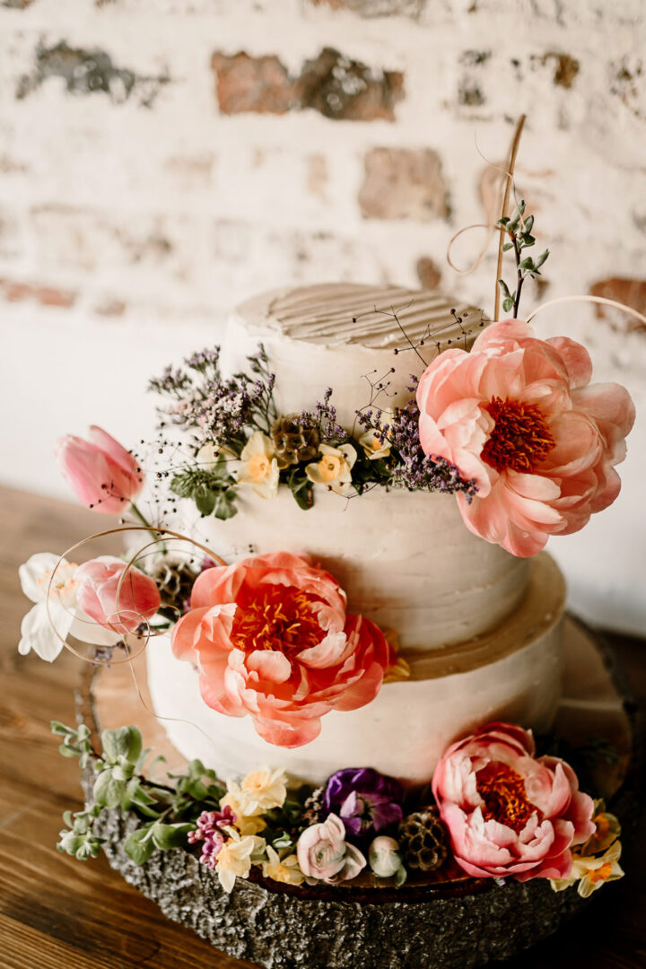 Spring Flowers Wedding Cake Hayley Baxter Photography