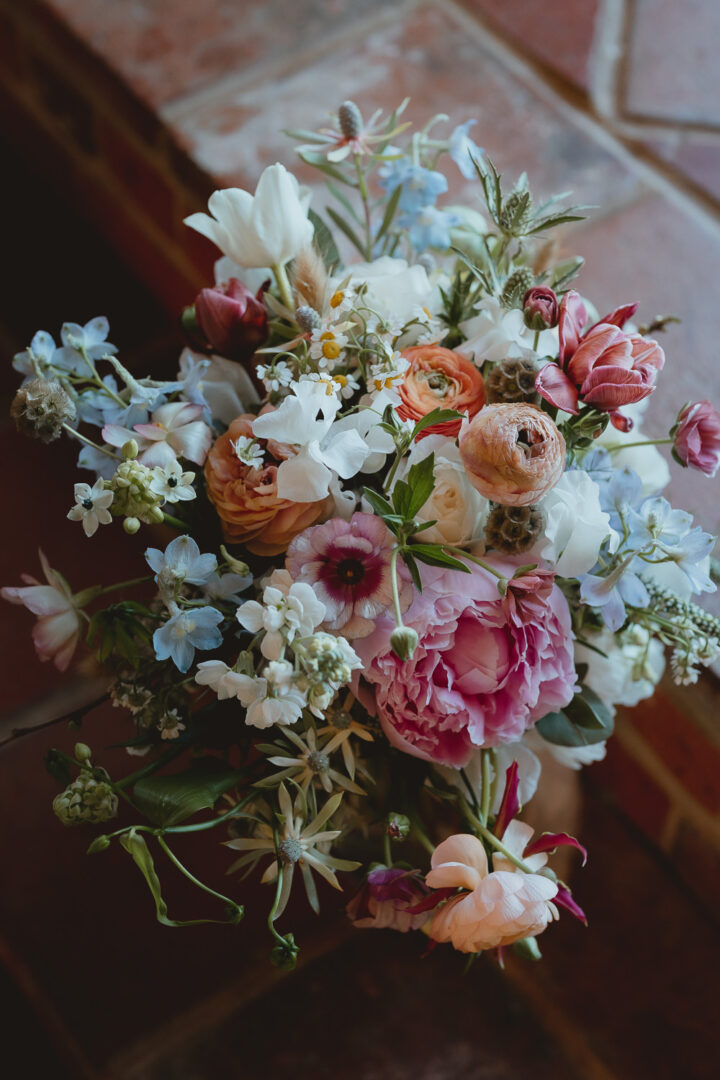 Spring Wedding Bouquet Blue Pink White Georgia Rachael