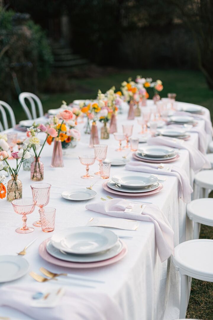 Spring Wedding Table Decor Outdoor Pale Pink Rossella Putino