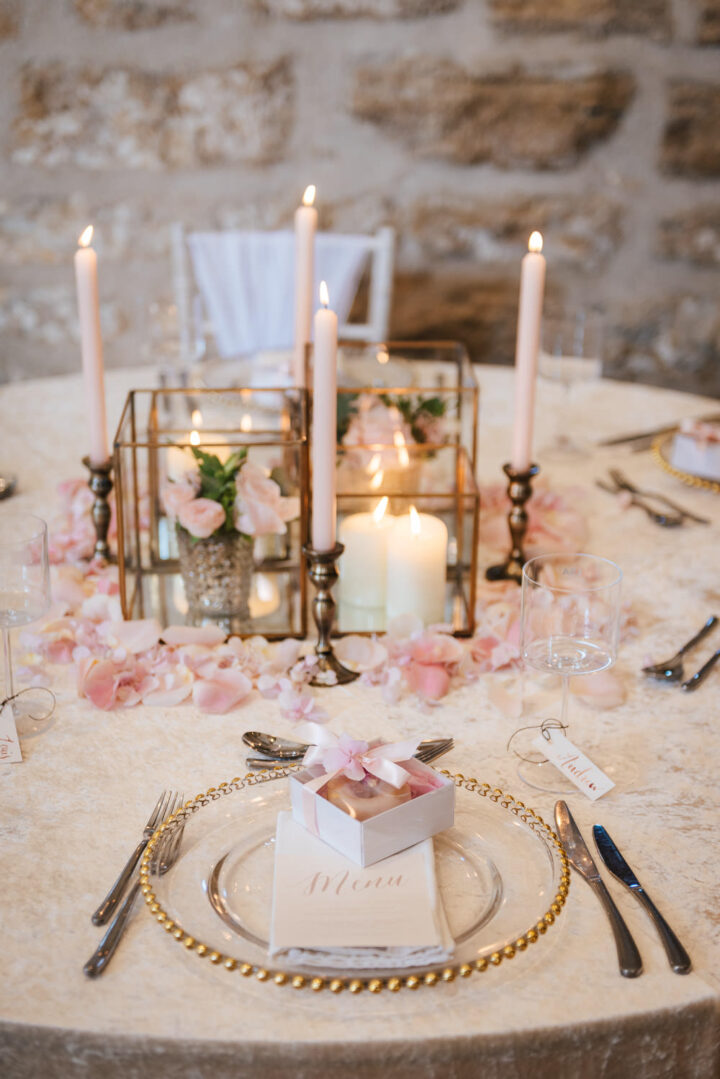 Spring Wedding Table Decor Round Pink Blossom Sugarbird Photography