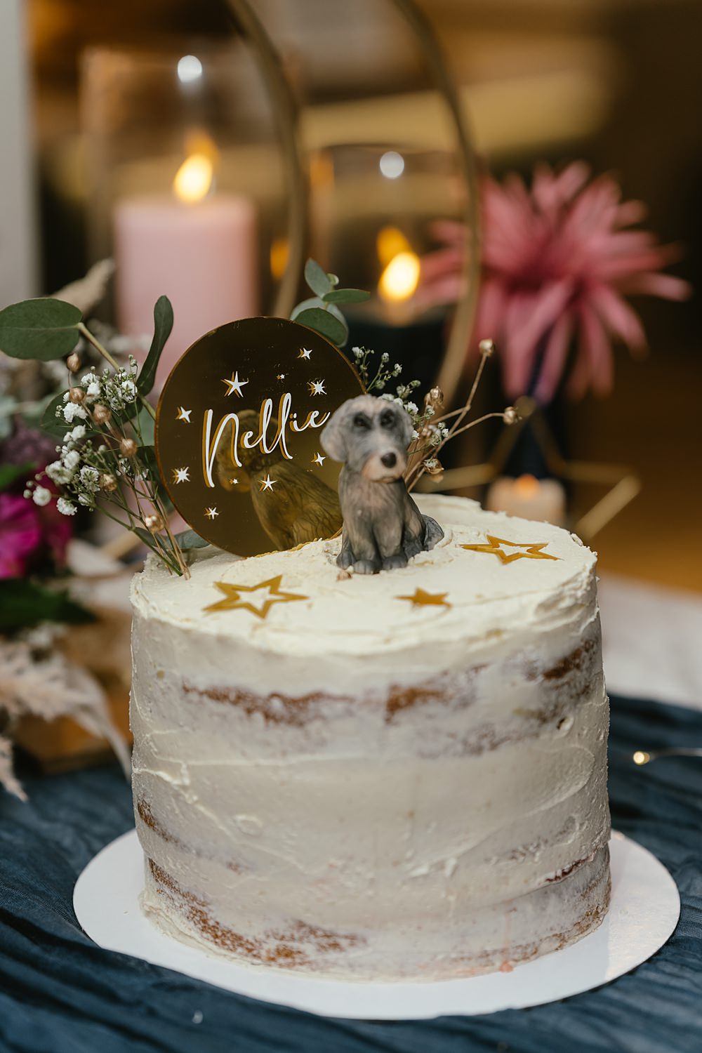 Stables at Ffolkes Wedding Cherrelle Blake Photography Single Tier Cake Dog Topper