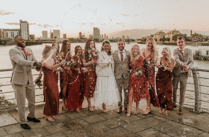 The Oystercatcher Wedding B Photography Champagne Spray