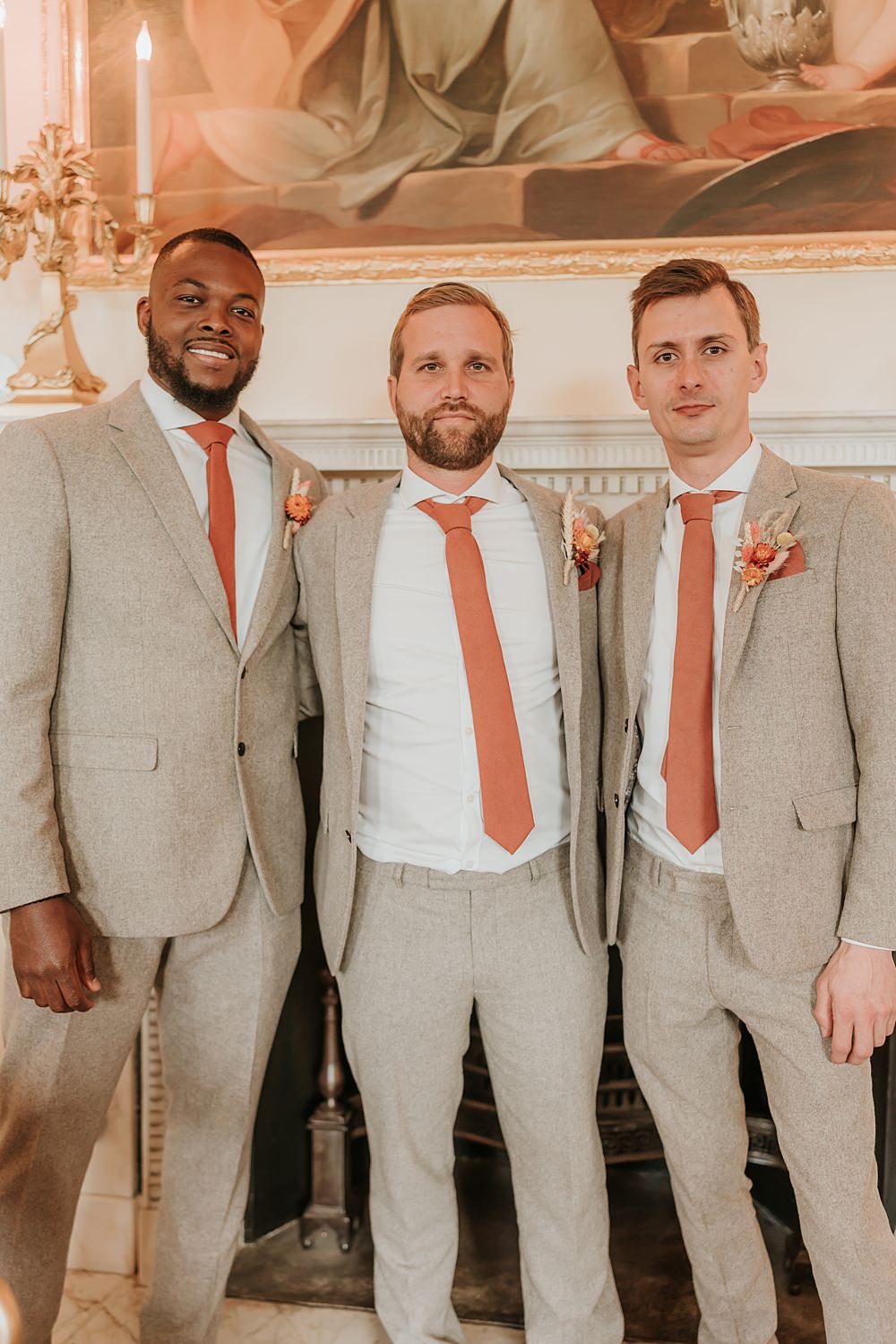 The Oystercatcher Wedding B Photography Stone Suit Orange Tie Groom Groomsmen