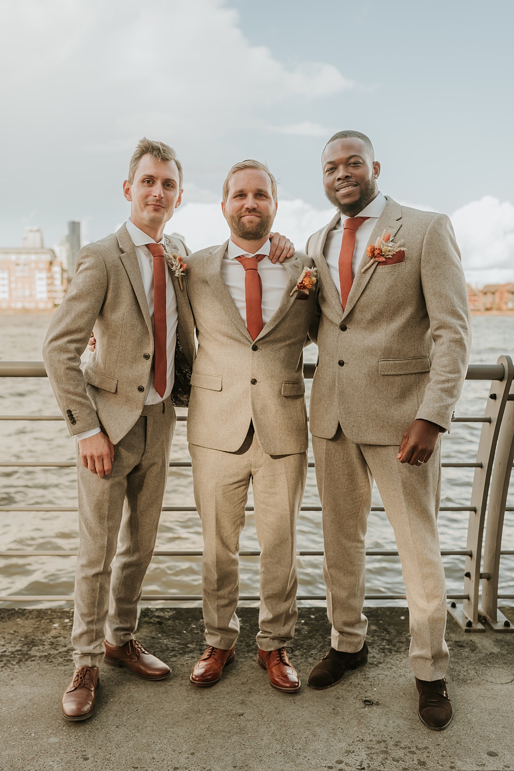 The Oystercatcher Wedding B Photography Stone Suit Orange Tie Groom Groomsmen