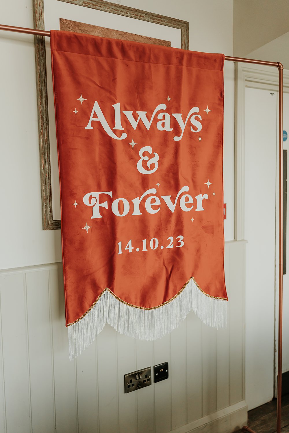 The Oystercatcher Wedding B Photography Fabric Banner Backdrop Sign Orange
