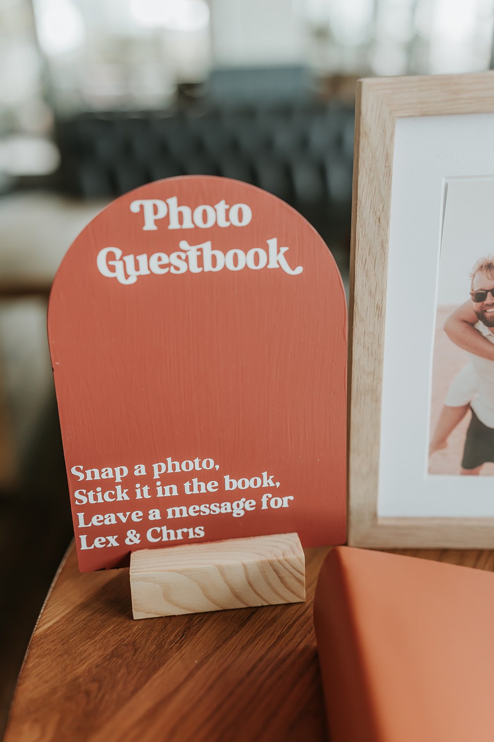 The Oystercatcher Wedding B Photography Photo Guest Book Orange Sign
