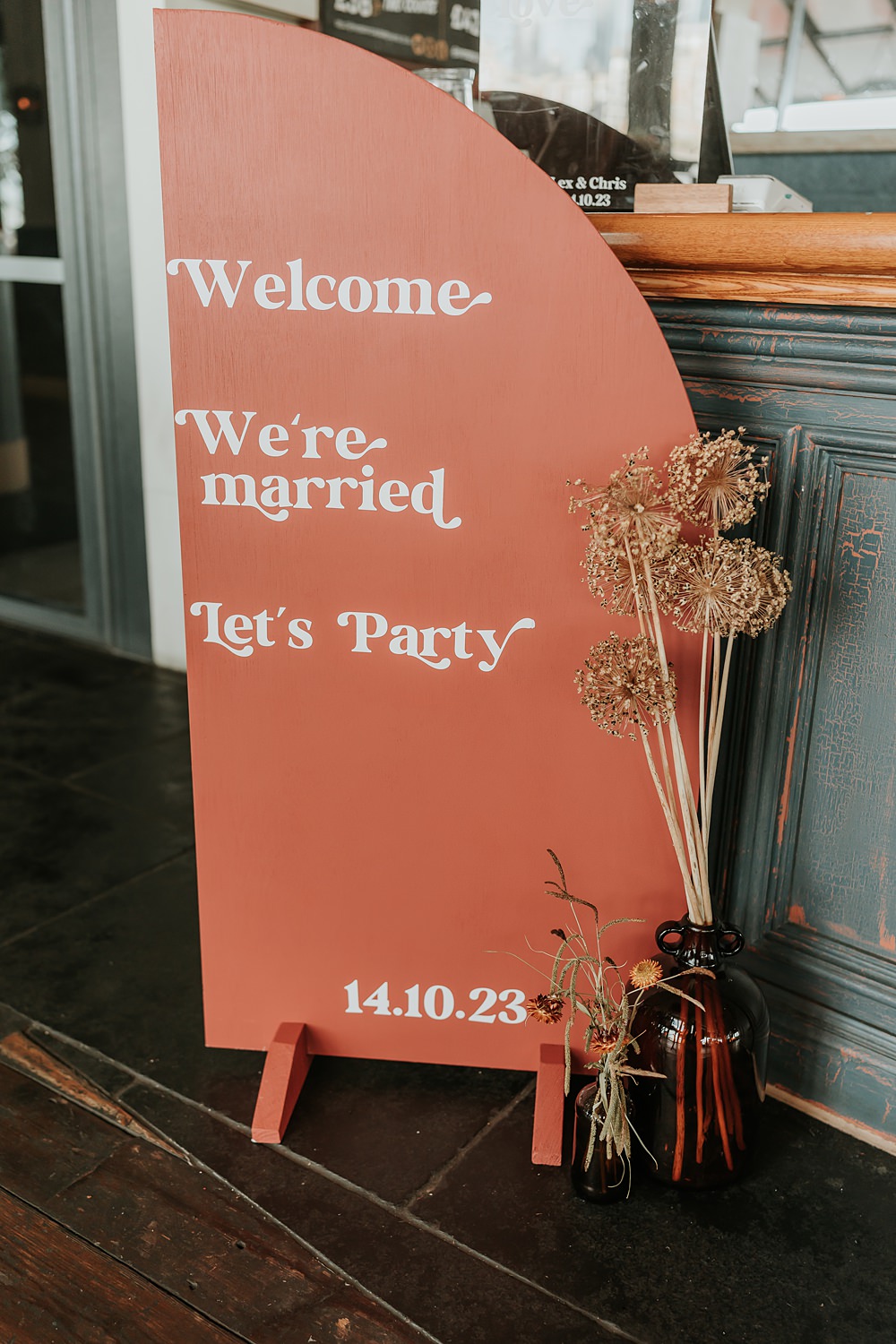 The Oystercatcher Wedding B Photography Orange Sign Party