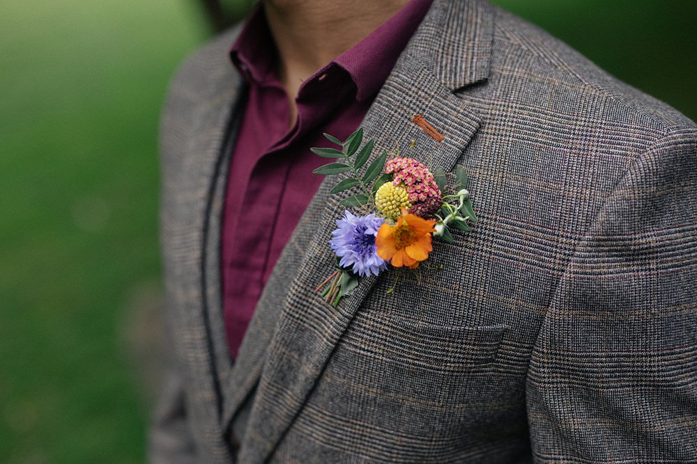 Weddings At Woodfords Max Turner Weddings Grey Suit Groom Burgundy Shirt Buttonhole