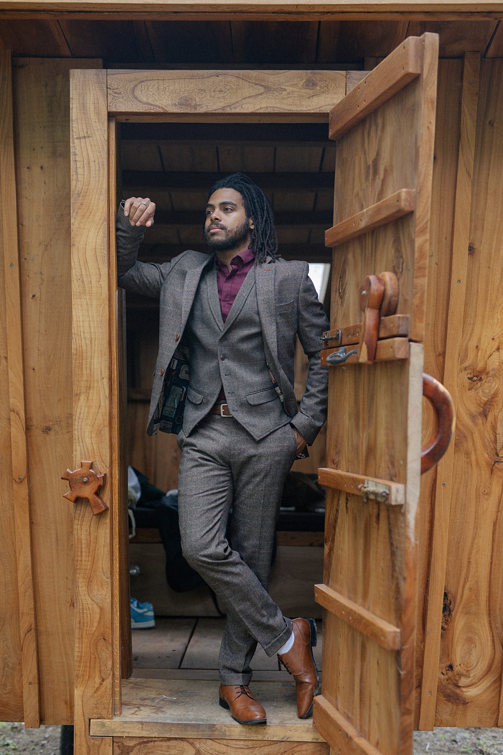 Weddings At Woodfords Max Turner Weddings Grey Suit Groom Burgundy Shirt
