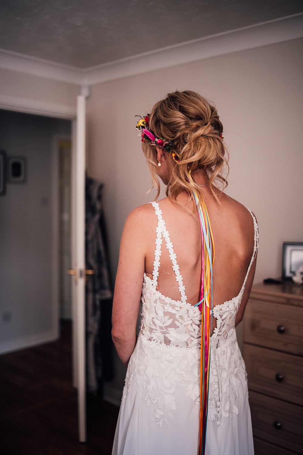 Cool Colourful Wedding Amy Elizabeth Photo Photo Bride Flower Crown Ribbons