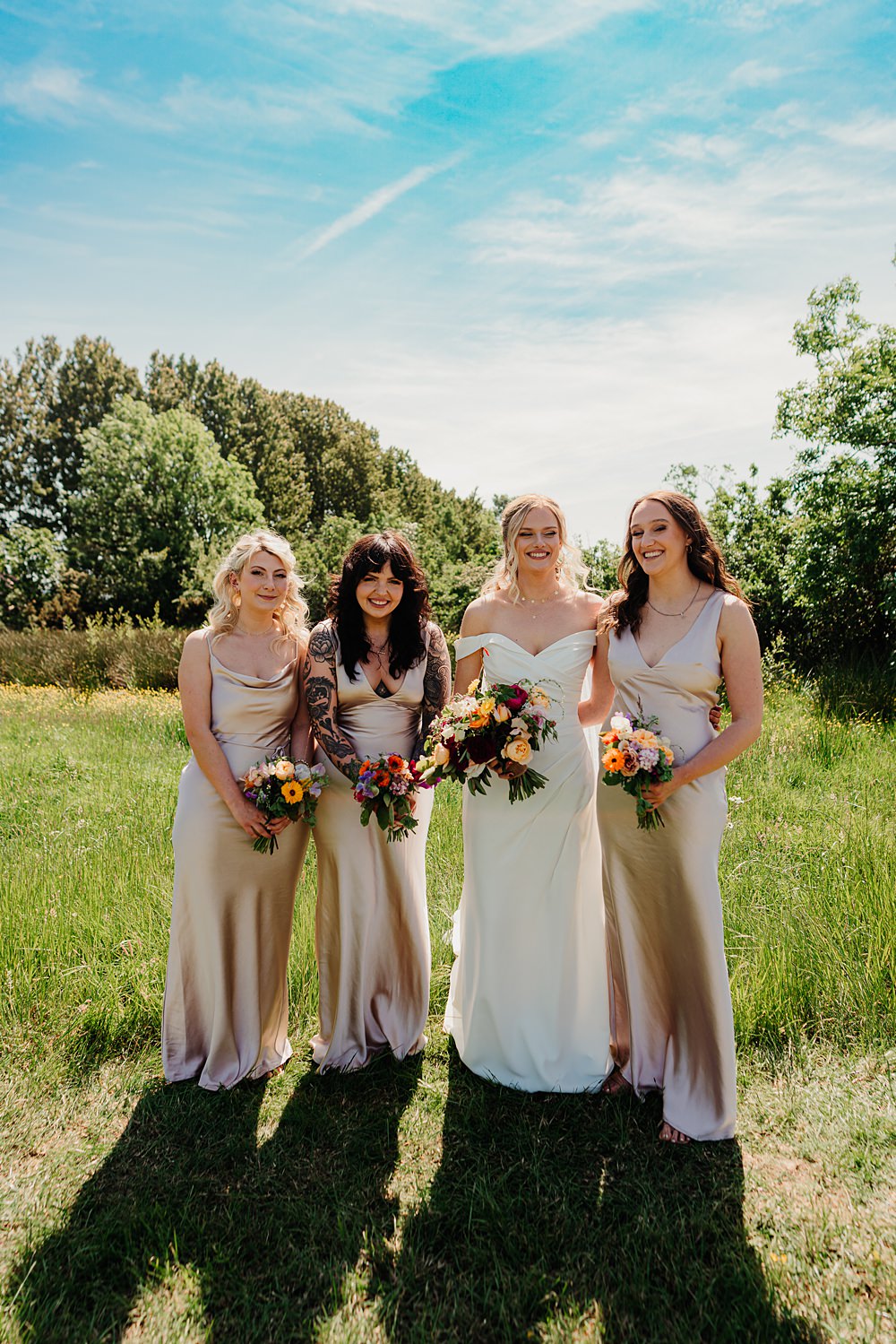 Den At Four Acre Wedding Lauren May Photos Satin Silver Bridesmaid Dresses Long