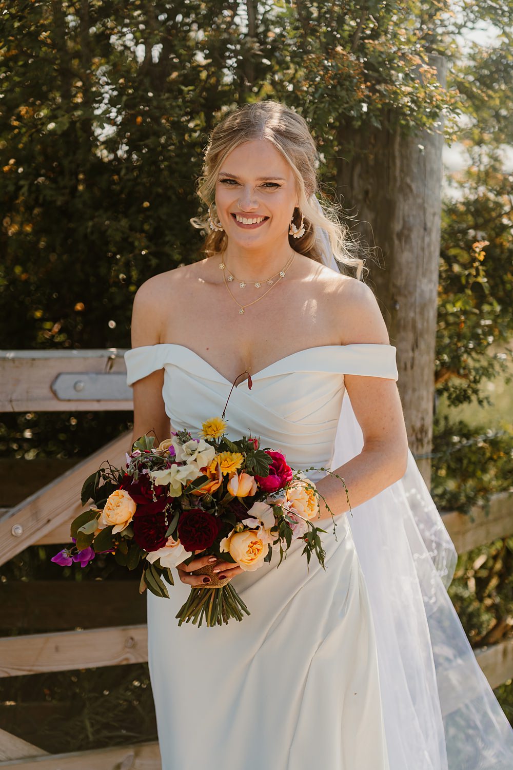 Den At Four Acre Wedding Lauren May Photos Off Shoulder Gown Veil Rebecca Ingram Bride