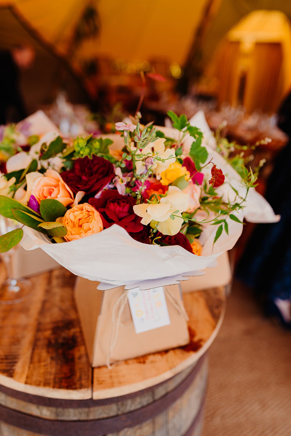 Den At Four Acre Wedding Lauren May Photos Bouquet Flowers Yellow Red Cream