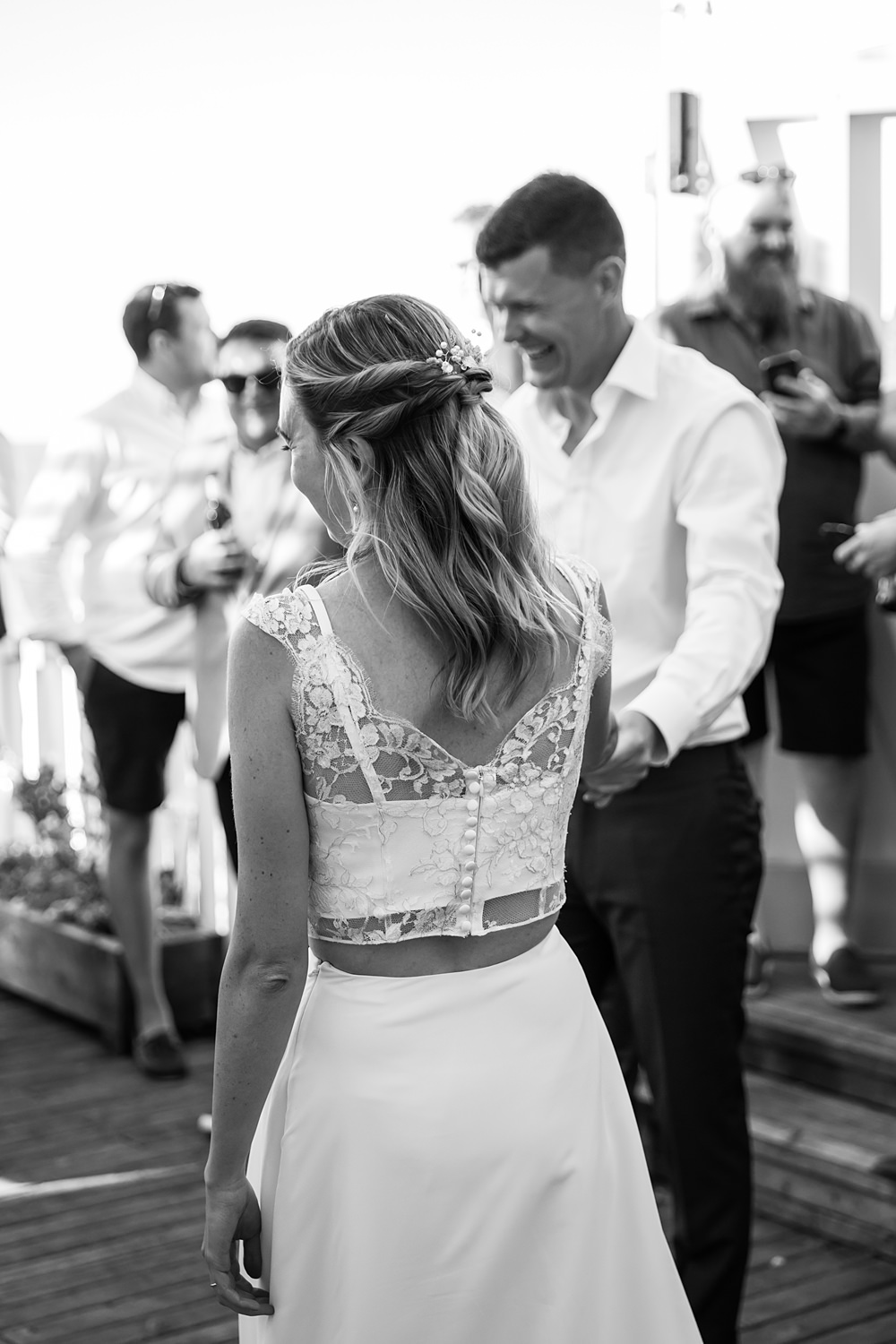 Kent Seaside Wedding Hannah Larkin Photography Bridal Separates Lace Top Skirt