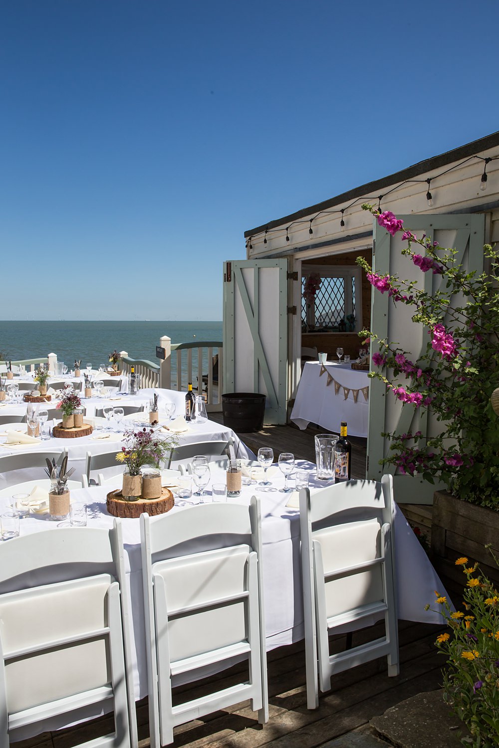 Kent Seaside Wedding Hannah Larkin Photography Outdoor Reception Square Tables Decor