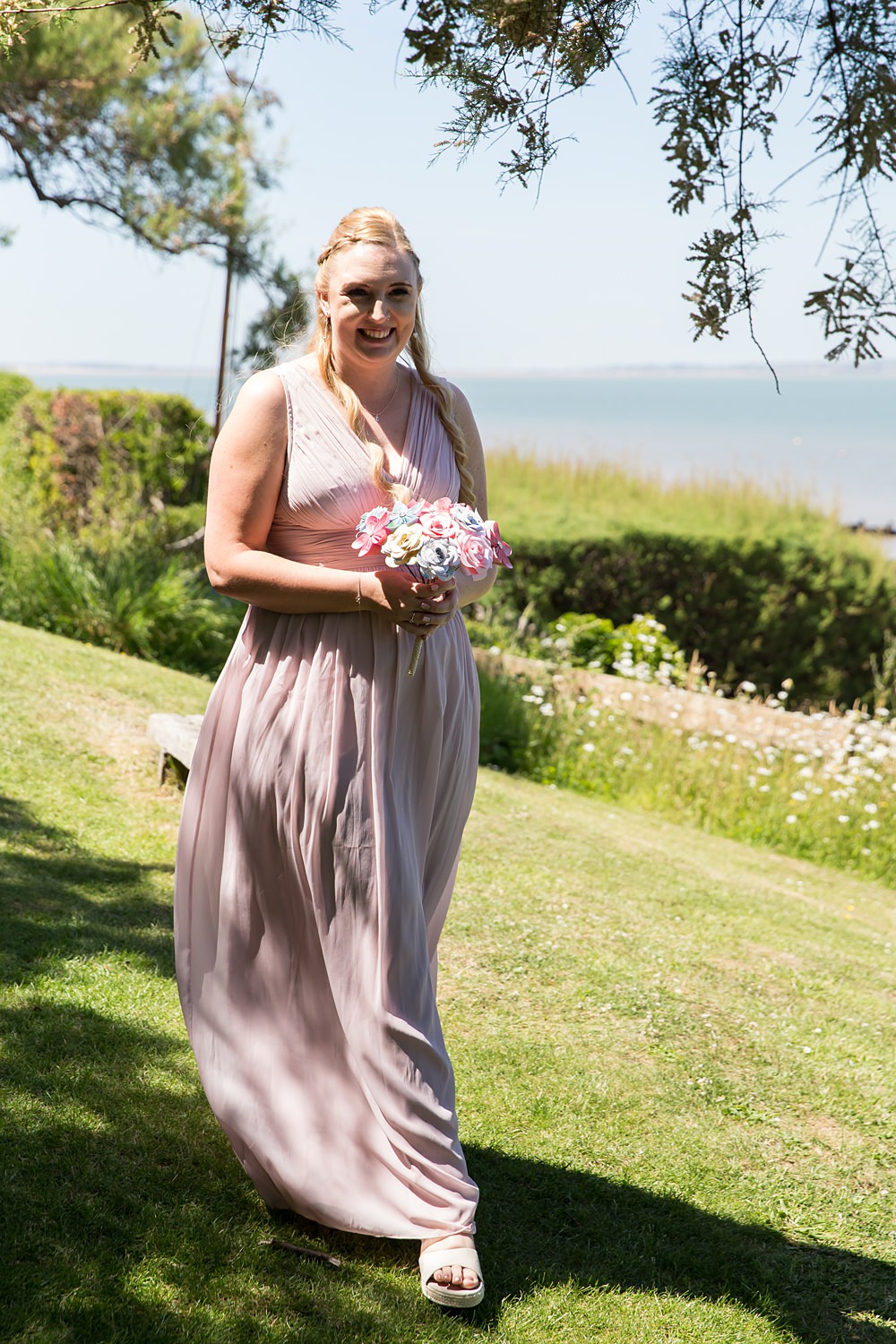 Kent Seaside Wedding Hannah Larkin Photography Long Pink Bridesmaid Dress