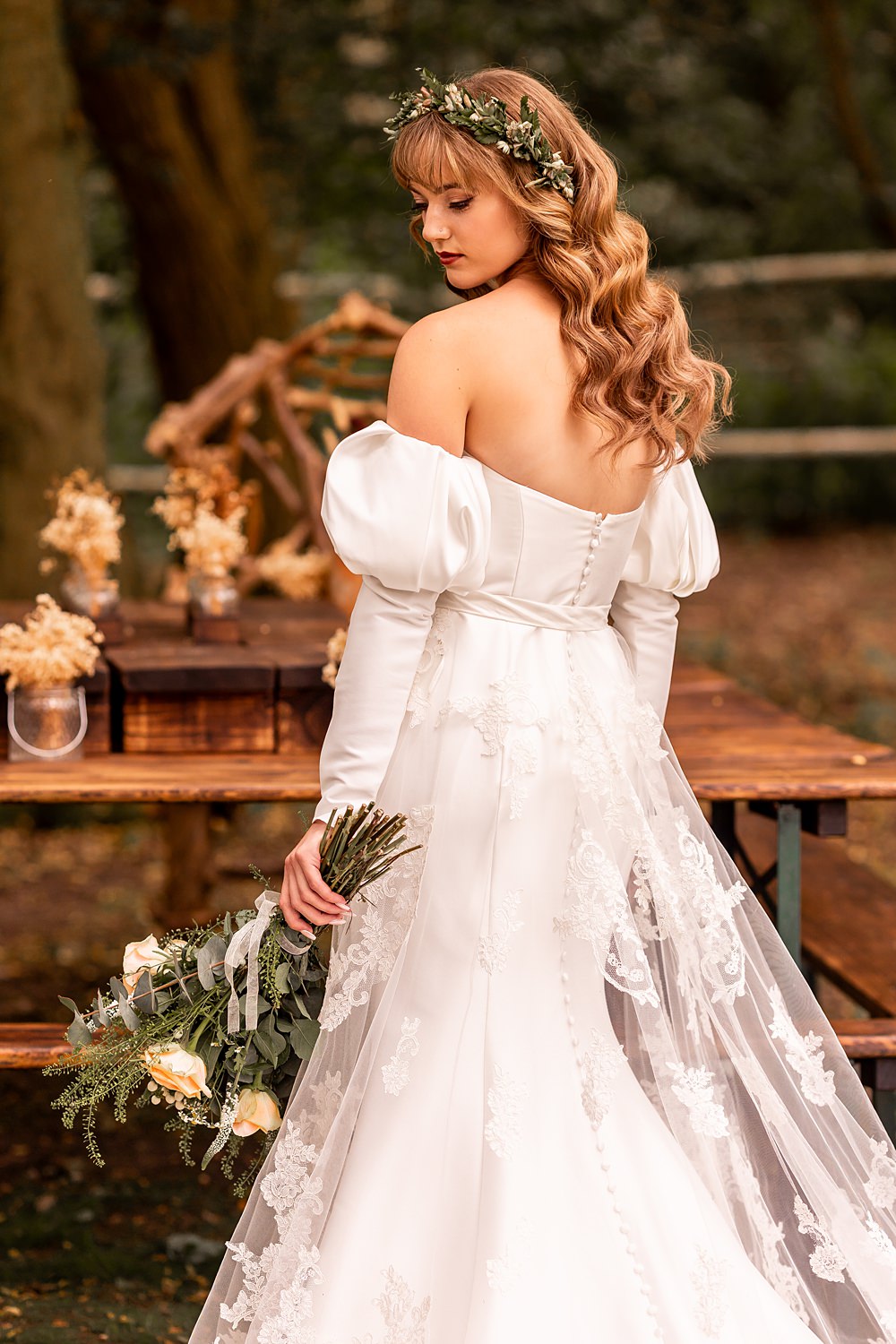 Lilibet Wood Wedding Hannah Betts Photography Off Shoulder Detachable Sleeves Bridal Gown