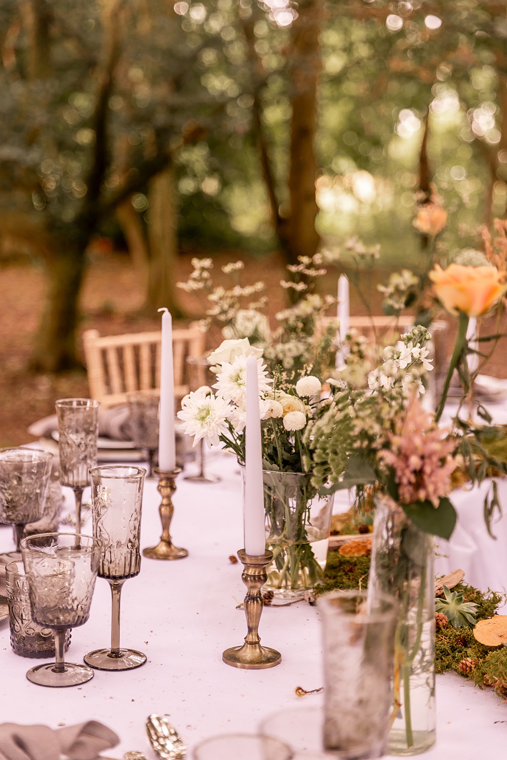 Lilibet Wood Wedding Hannah Betts Photography Centrepiece Flowers Candles Decor