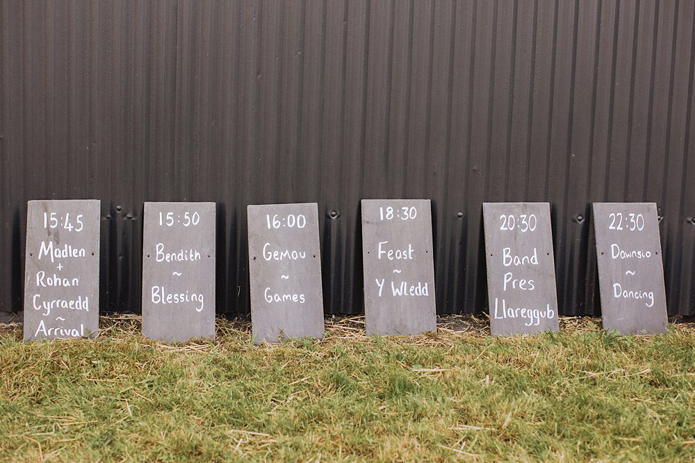 Slate Signs Order Of The Day Pen Y Fron Wedding Fox and Bear Photography