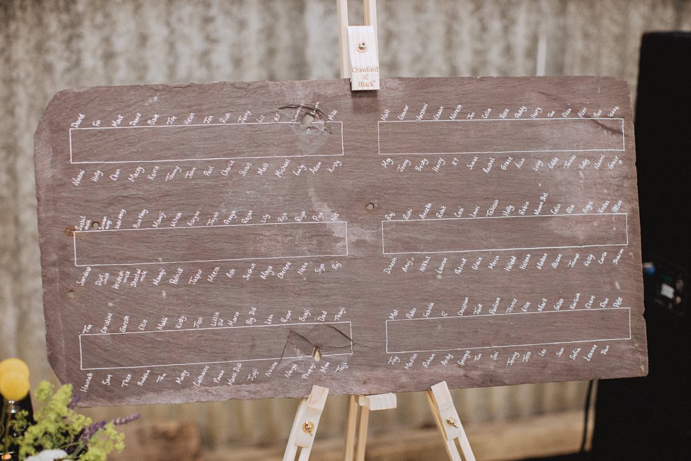Slate Table Plan Pen Y Fron Wedding Fox and Bear Photography