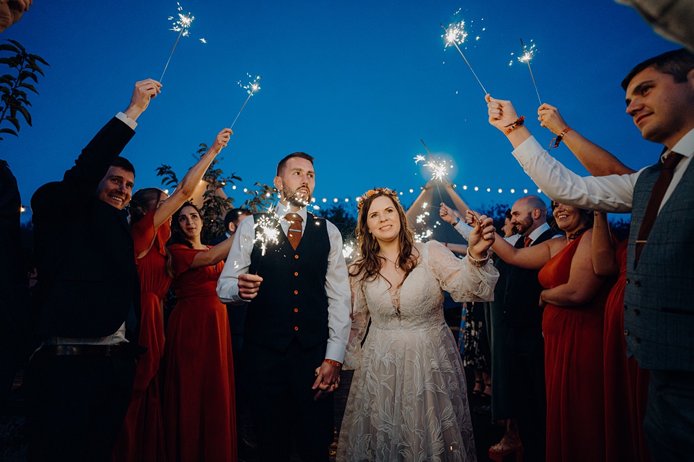Royle Forest Wedding Bligh and Guy Wedding Visuals Sparkler Exit