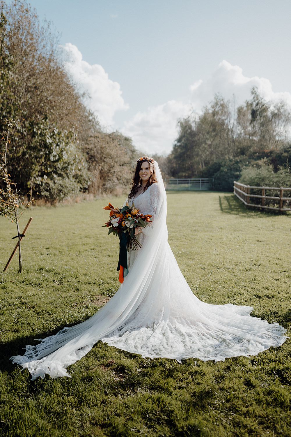 Royle Forest Wedding Bligh and Guy Wedding Visuals Bride Lace Gown Long Sleeves Veil