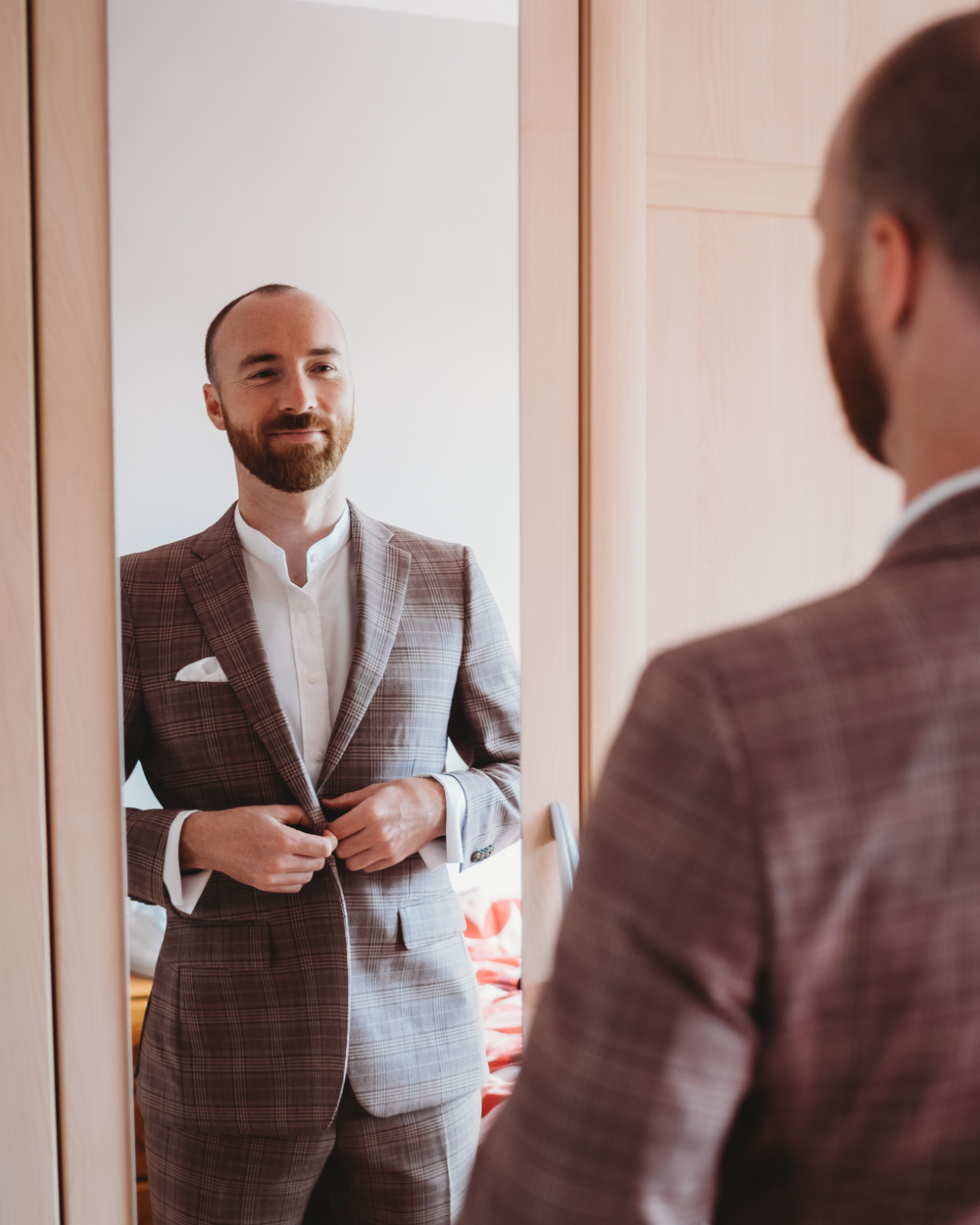 Sliabh Liag Donegal Elopement Wild and Green Photography Groom Grey Check Suit