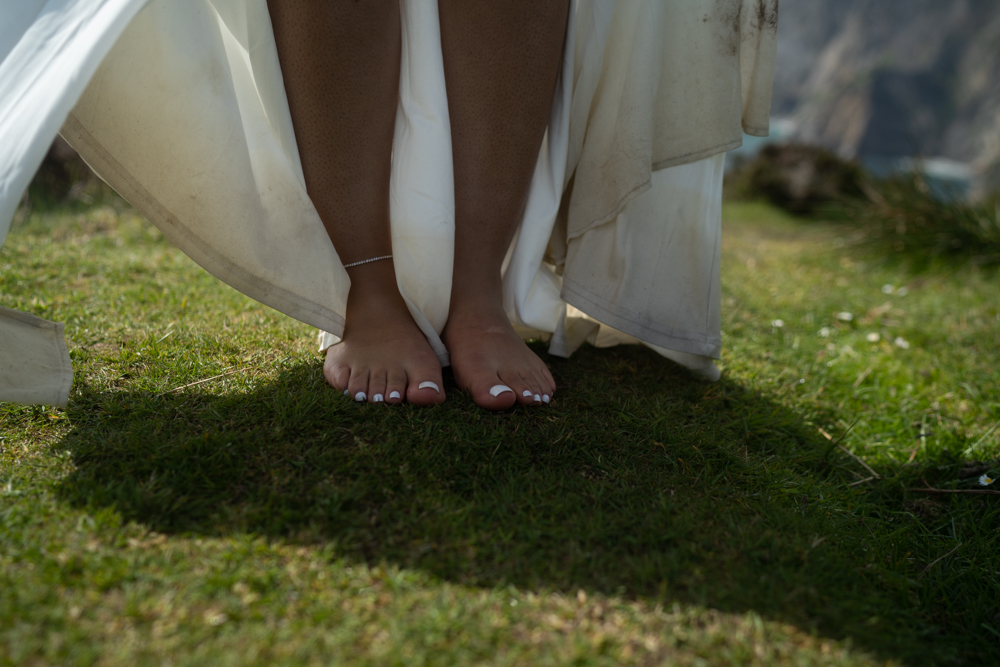 Sliabh Liag Donegal Elopement Wild and Green Photography Barefoot Bride Pedicure