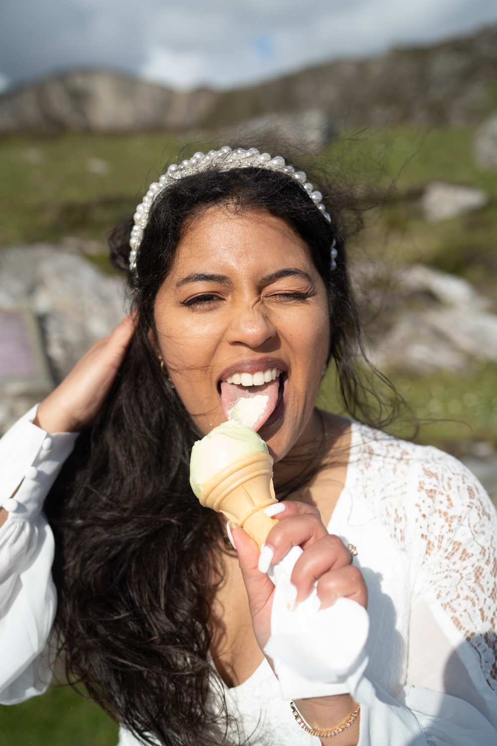 Sliabh Liag Donegal Elopement Wild and Green Photography Bride Ice Cream