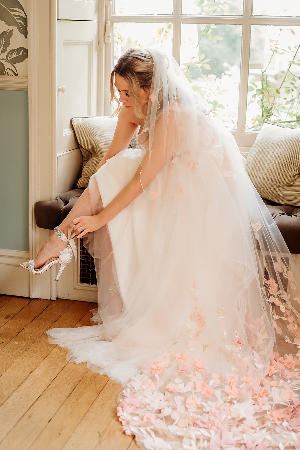 Summer Blush Wedding NK Photography Bride Shoes Ribbon Strap