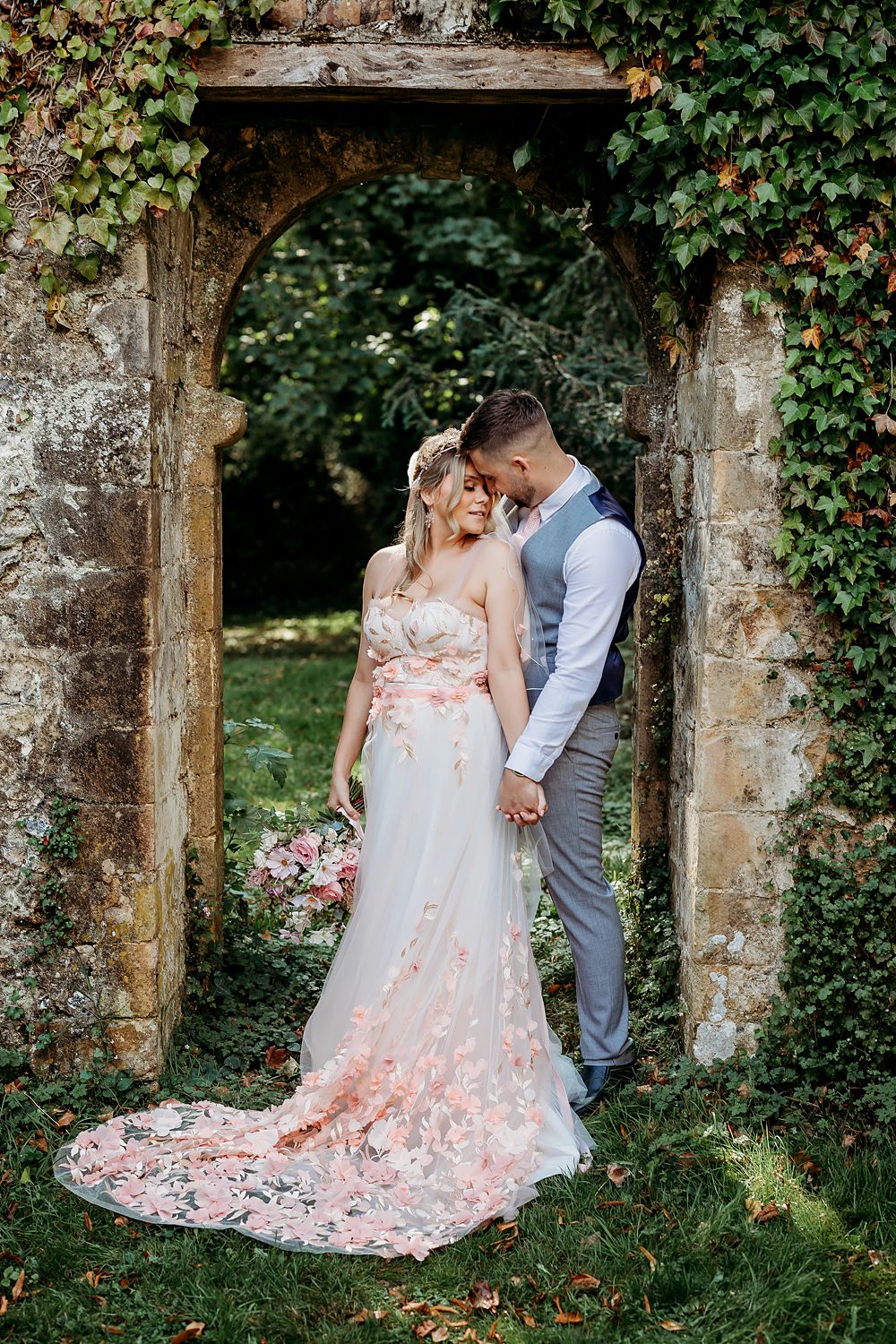Summer Blush Wedding NK Photography Pink Floral Embroidered Dress Bride
