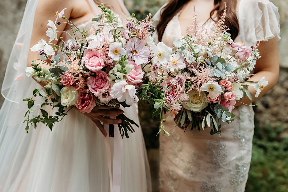 Summer Blush Wedding NK Photography Bouquet Flowers Bridal Pink White Bridesmaid