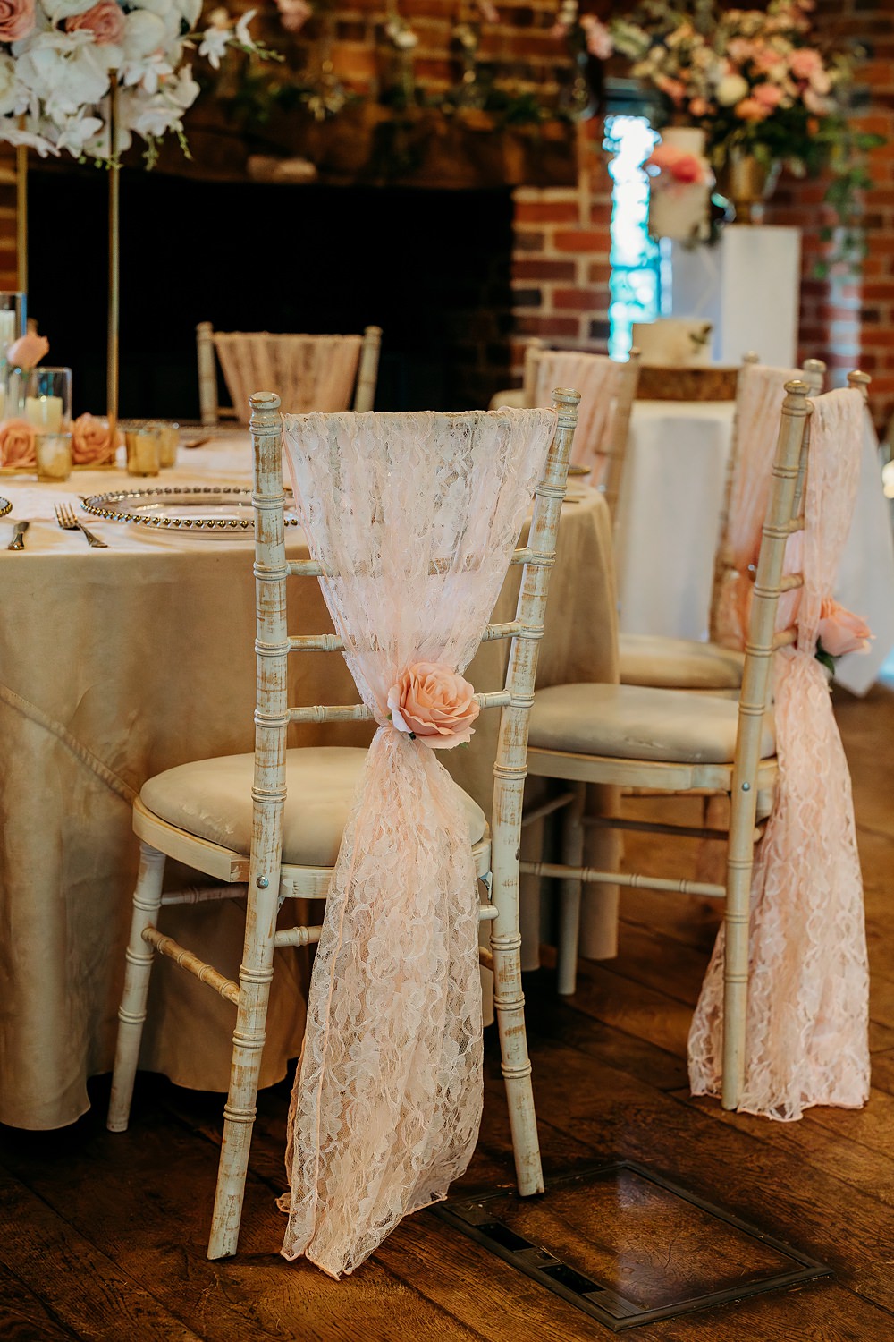 Summer Blush Wedding NK Photography Chair Sash Rose