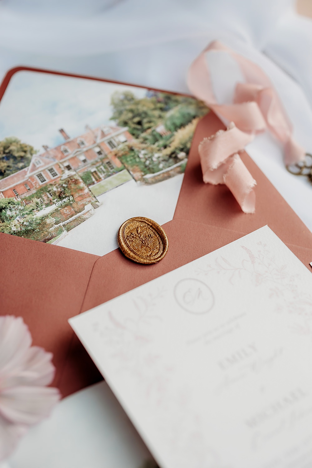 Summer Blush Wedding NK Photography Burgundy Painted Venue Invite Stationery