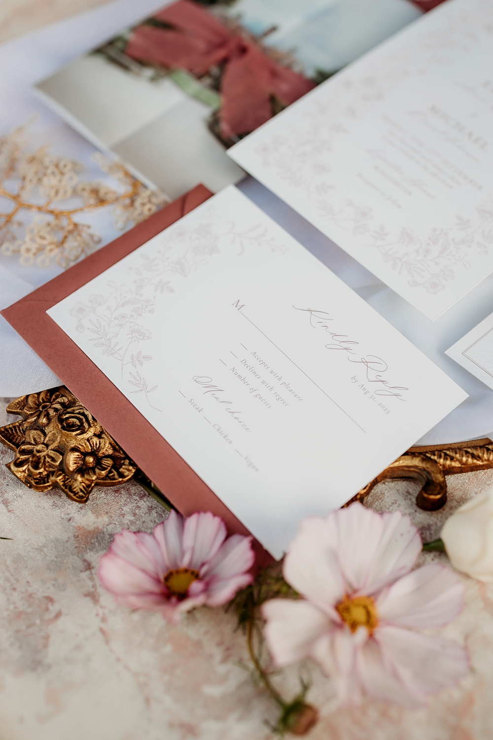 Summer Blush Wedding NK Photography RSVP Card
