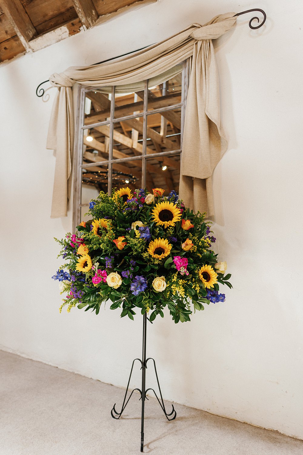 Aswanley Wedding Beth Sutton Photography Tall Pedestal Flowers Colourful