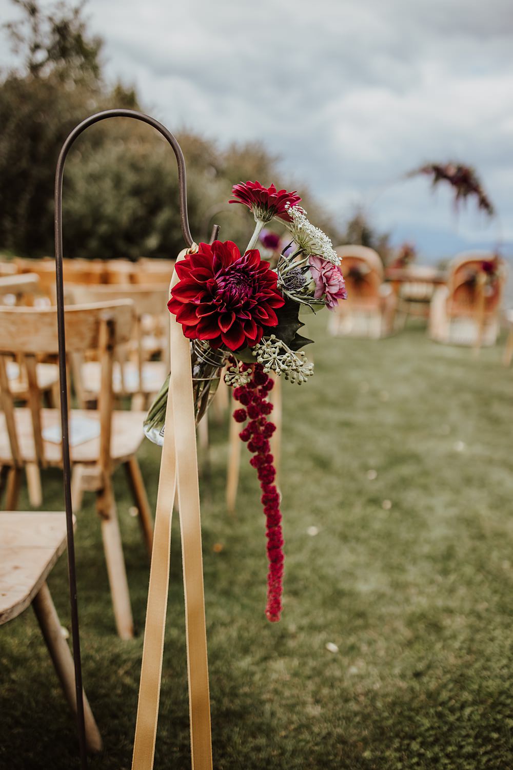 Fernblick Wedding Sandy Alonso Photography Outdoor Ceremony Aisle Flowers Pew End