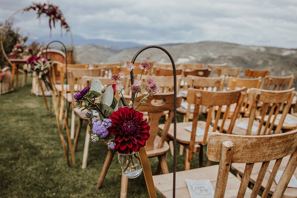 Fernblick Wedding Sandy Alonso Photography Outdoor Ceremony Aisle Flowers Pew End