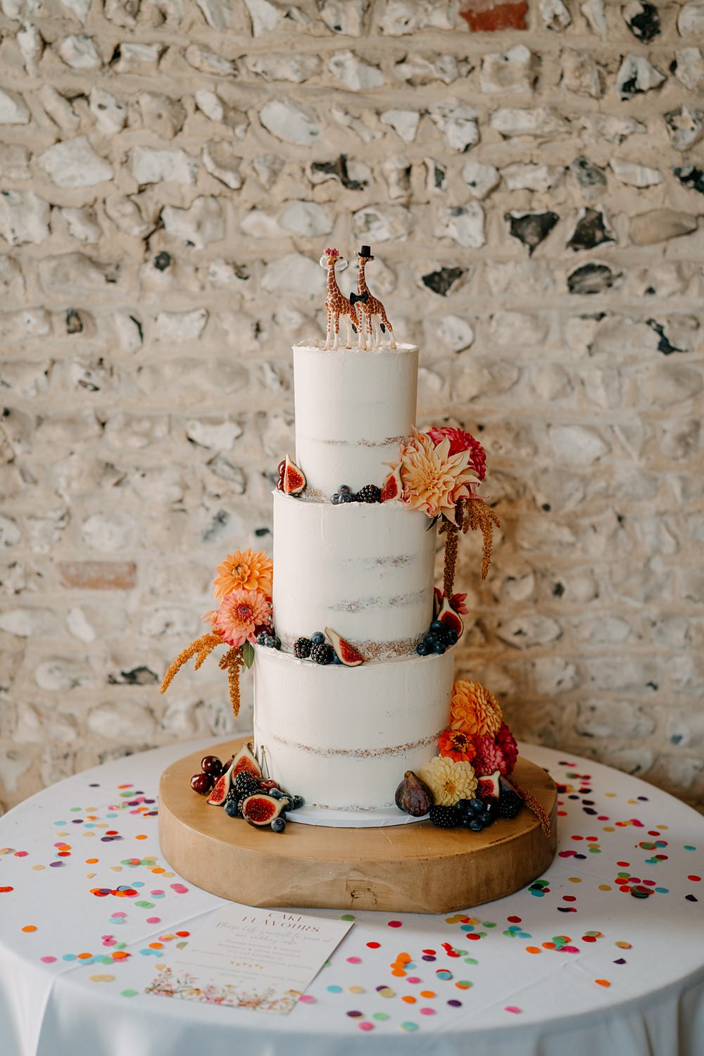 Haylands Barn Wedding Phoebe Rossi Photography Semi Naked Cake Flowers Topper