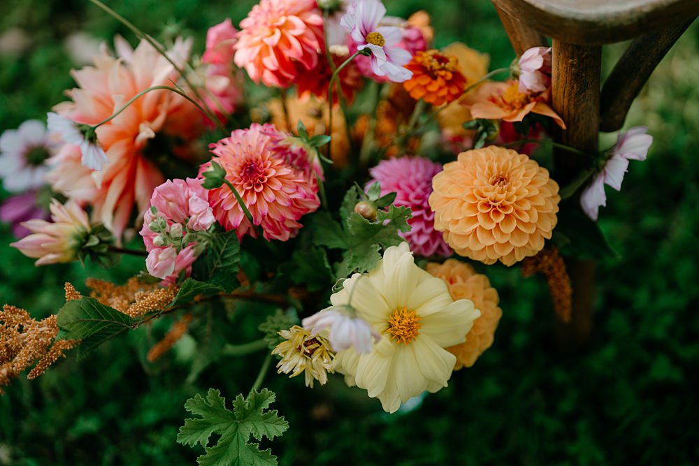 Haylands Barn Wedding Phoebe Rossi Photography Bright Colourful Summer Ceremony Flowers