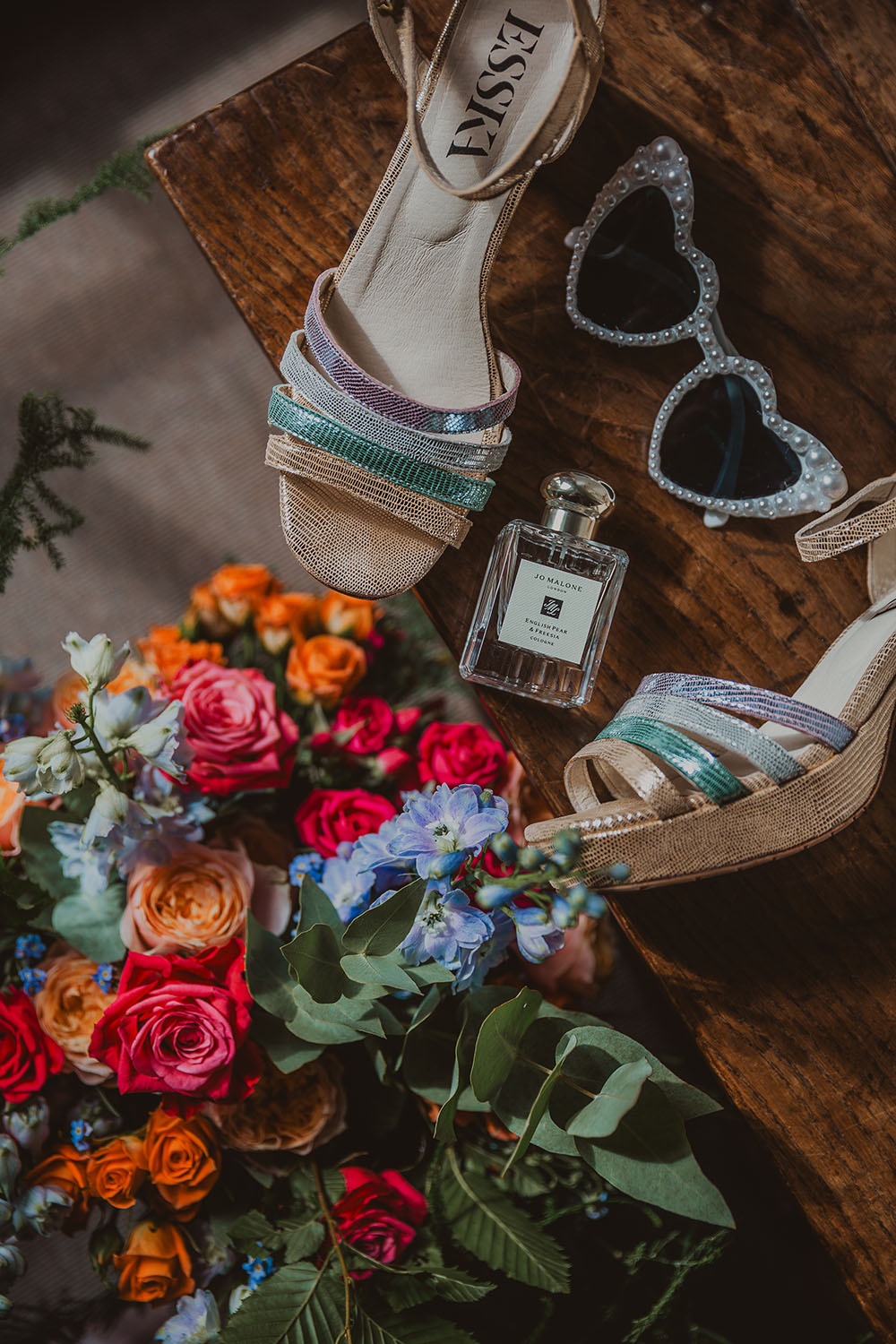 Hitchin Barn Wedding The Wardette Studio Bride Accessories Shoes Perfume Sunglasses