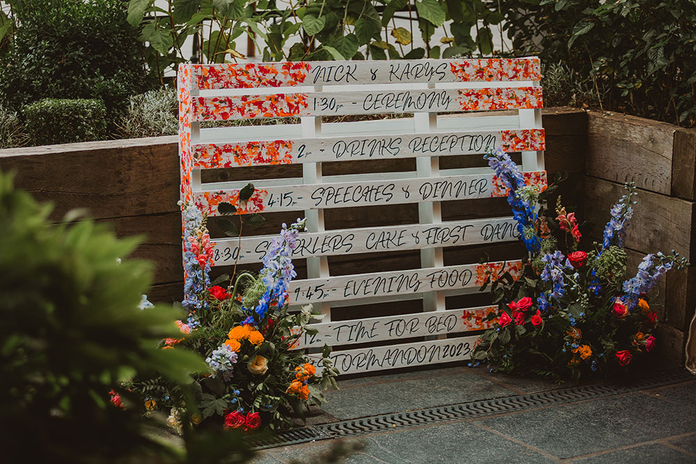Hitchin Barn Wedding The Wardette Studio Wooden Pallet Sign
