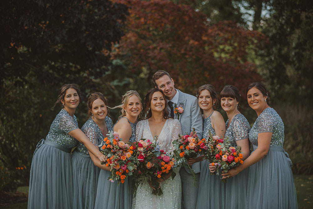 Hitchin Barn Wedding The Wardette Studio Pale Blue Sequin Bridesmaid Dresses