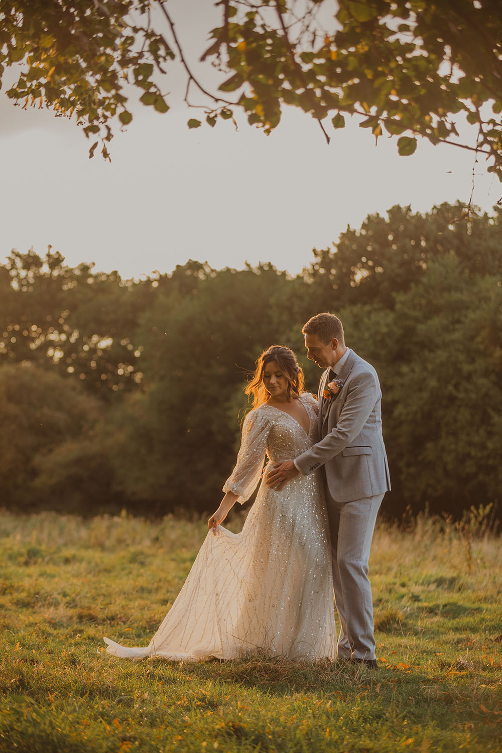 Hitchin Barn Wedding The Wardette Studio Sparkly Sequin Long Sleeve Dress Bridal